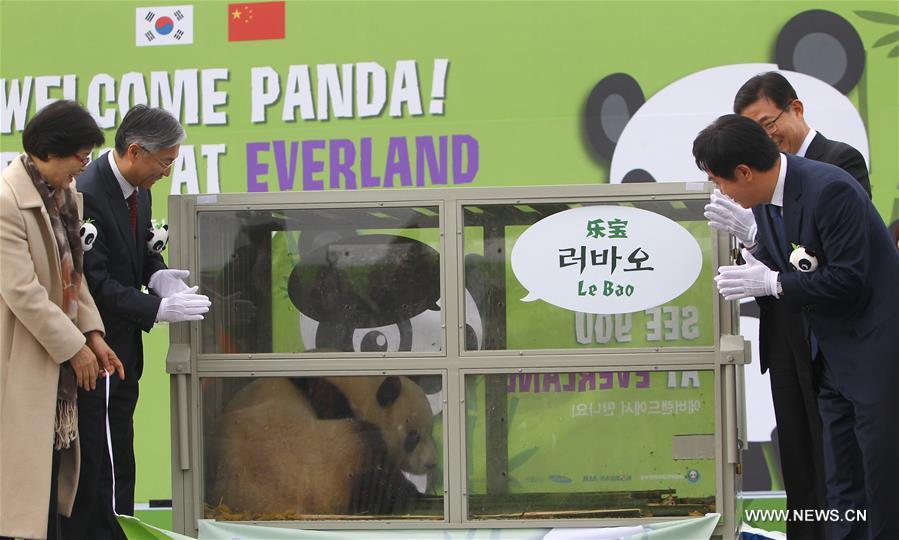 Pandas arrive at Incheon Airport Seoul